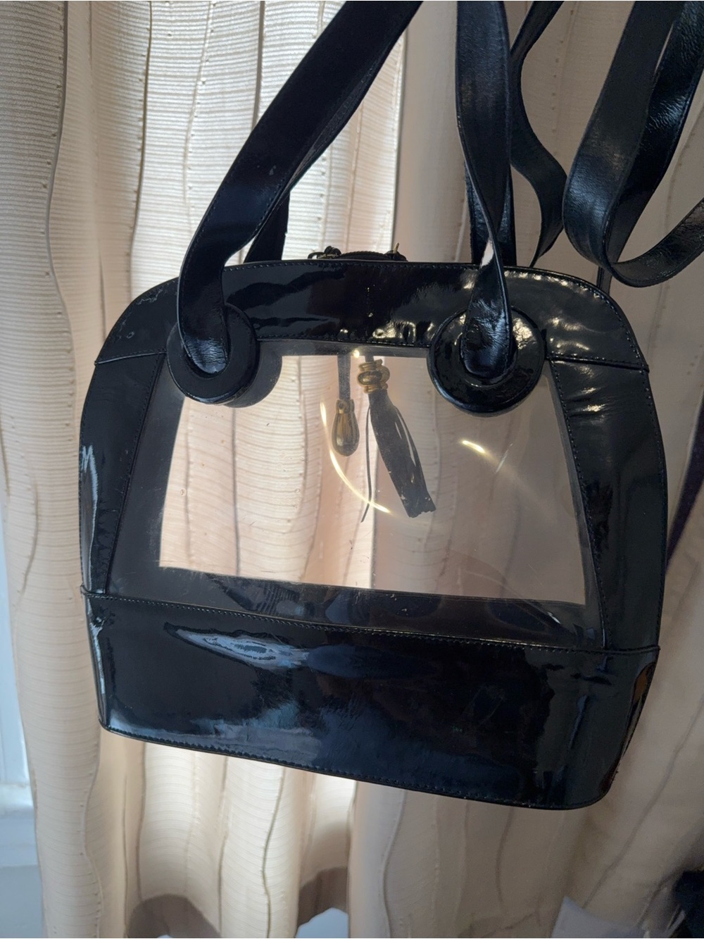 Stuart Weitzman See-thru Clear & Patent Leather Bag